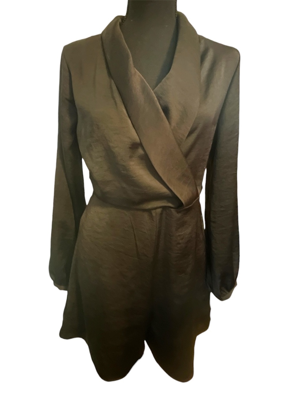 Zara Black Satin-Look Wrap Romper